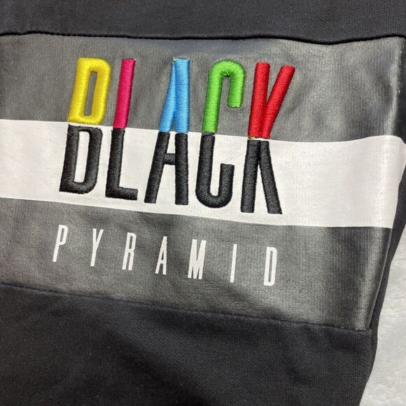 Black Pyramid Joggers Sweatpants Mens M Black Embroidered Logo Streetwear - Picture 6 of 14